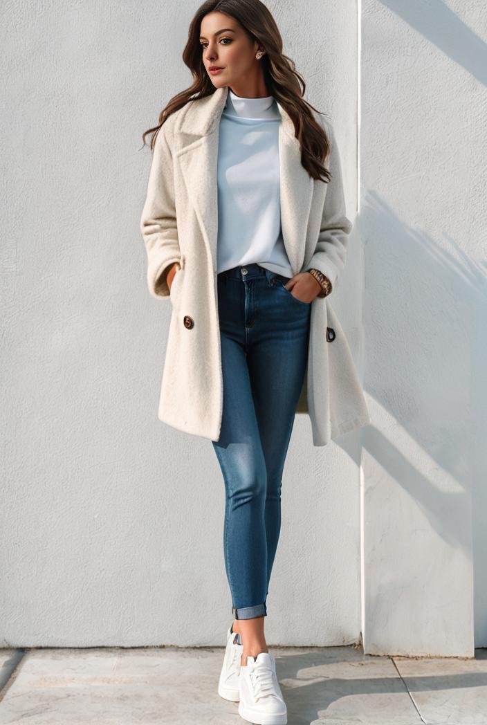 warm and stylish double breasted teddy coat for winter with long sleeves for women 126086