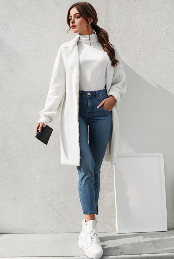 warm and stylish double breasted teddy coat for winter with long sleeves for women 126087