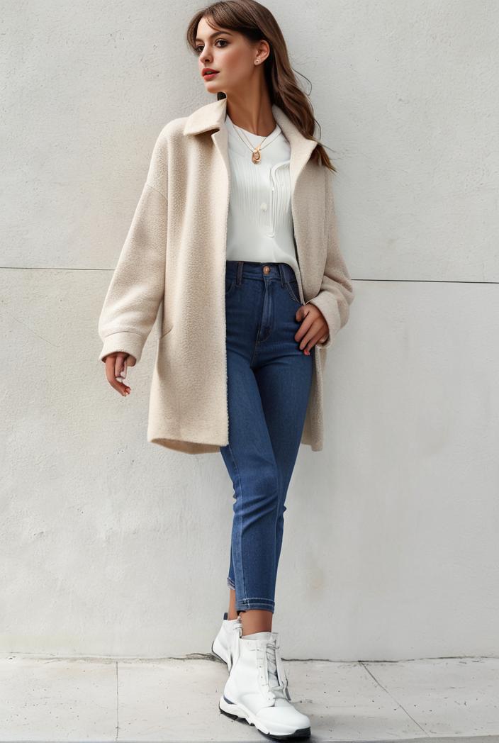 warm and stylish double breasted teddy coat for winter with long sleeves for women 126092