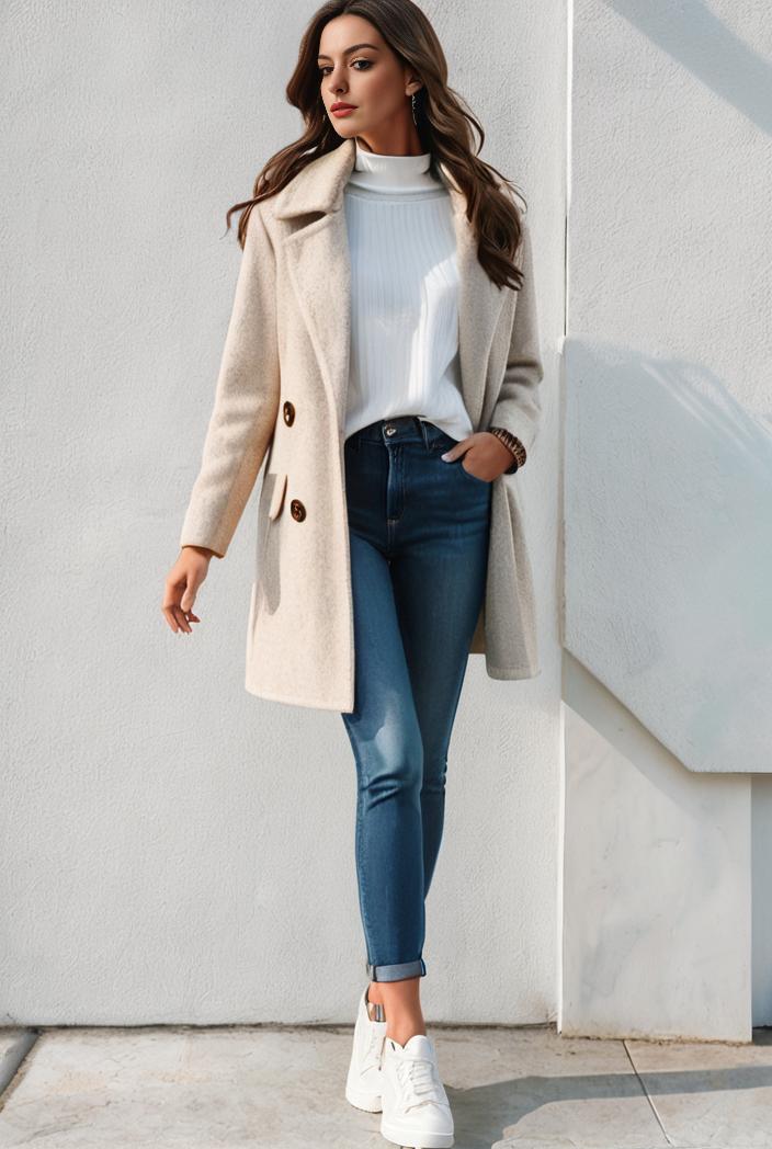 warm and stylish double breasted teddy coat for winter with long sleeves for women 126094