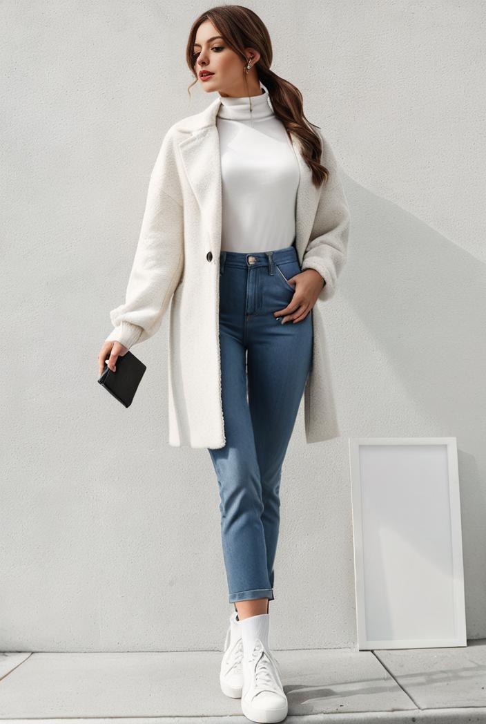 warm and stylish double breasted teddy coat for winter with long sleeves for women 126095