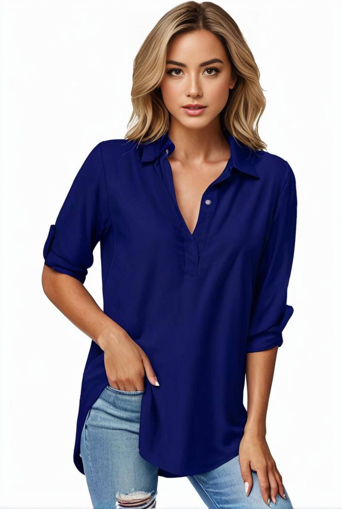 plus size formal shirt women s plus plain long sleeve turn down collar button up workwear shirt 110612
