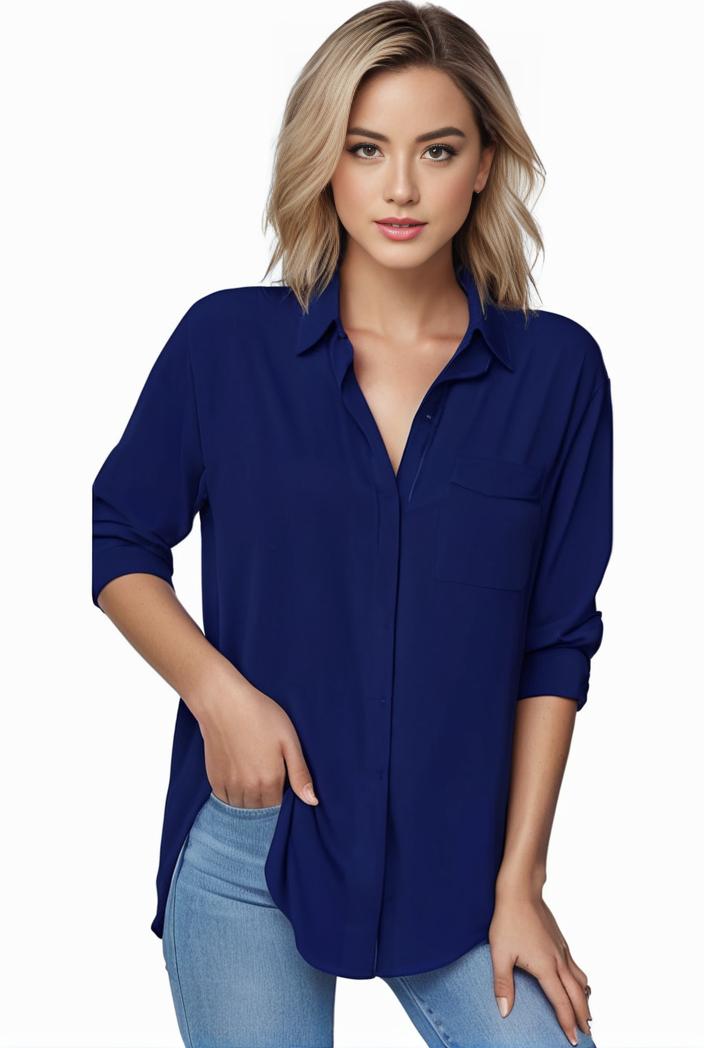 plus size formal shirt women s plus plain long sleeve turn down collar button up workwear shirt 110609