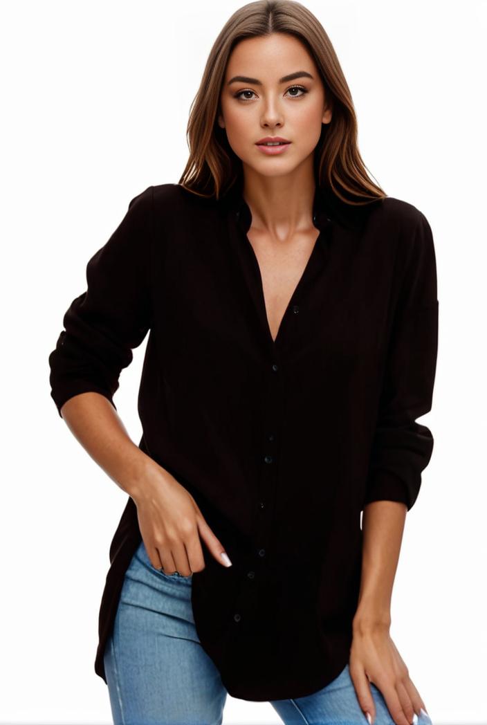 plus size formal shirt women s plus plain long sleeve turn down collar button up workwear shirt 110620