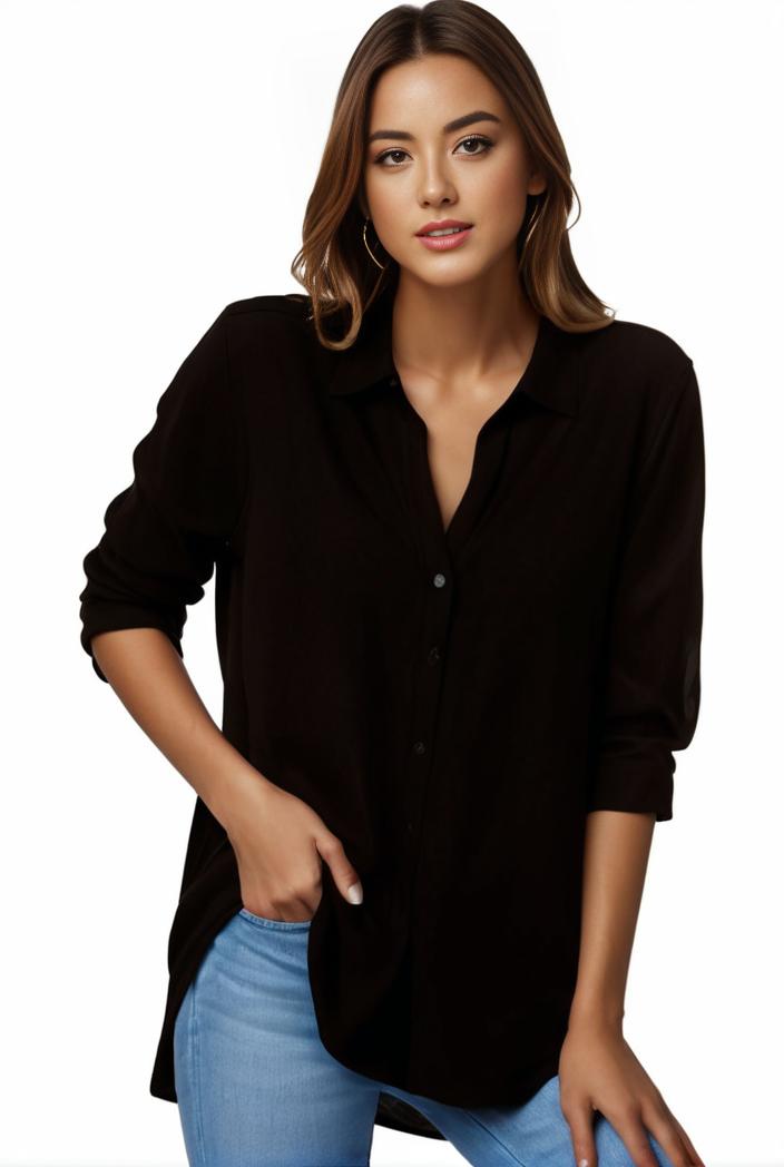 plus size formal shirt women s plus plain long sleeve turn down collar button up workwear shirt 110622