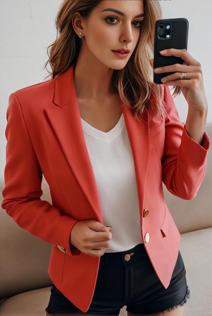 women s solid open front blazer with long sleeves for office wear 127507