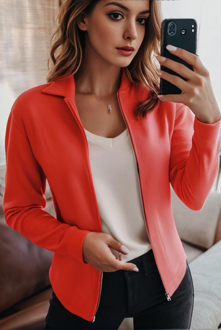 women s solid open front blazer with long sleeves for office wear 127509