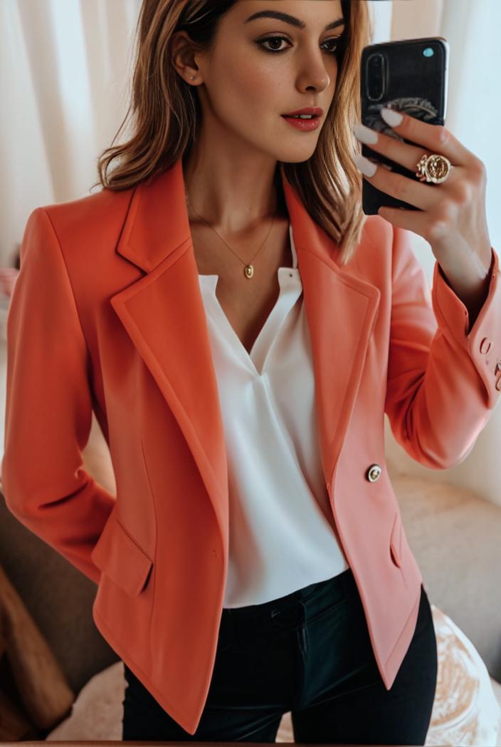 women s solid open front blazer with long sleeves for office wear 127510