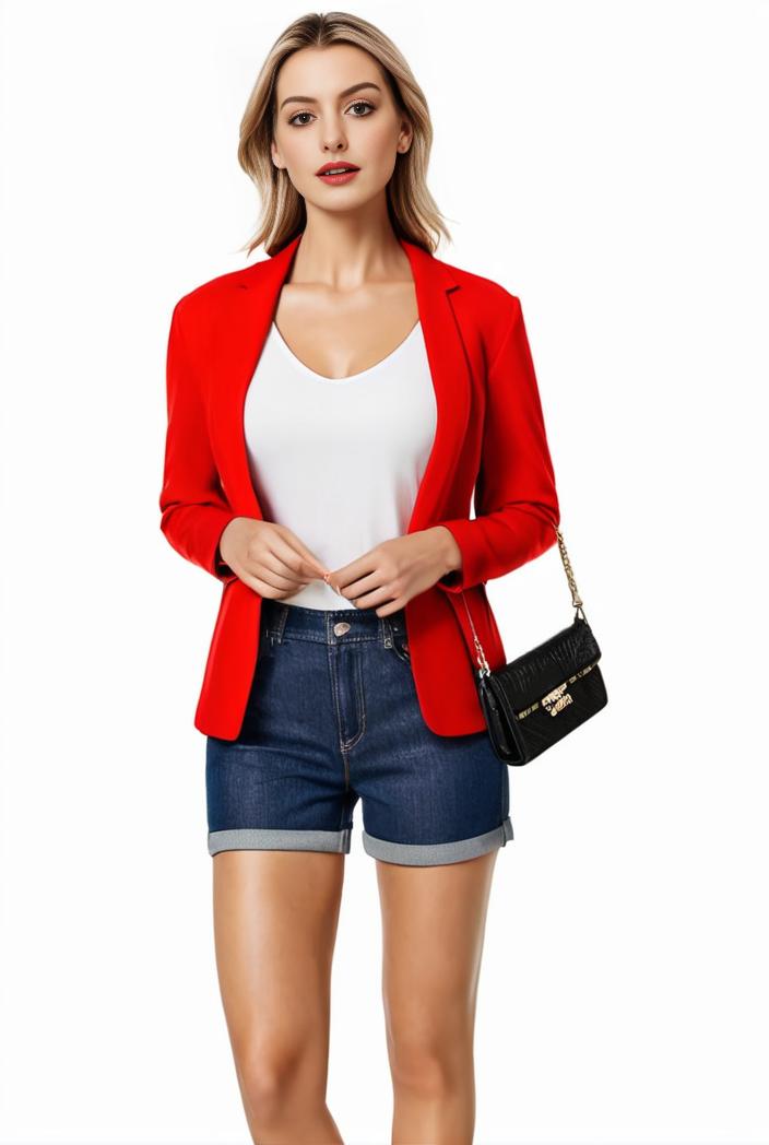 women s solid open front blazer with long sleeves for office wear 127517