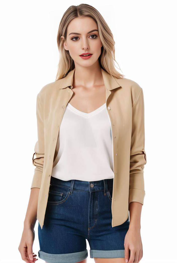 women s solid open front blazer with long sleeves for office wear 127581