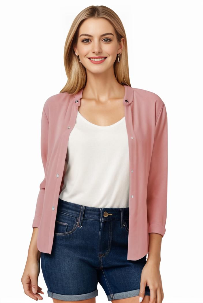 women s solid open front blazer with long sleeves for office wear 127611