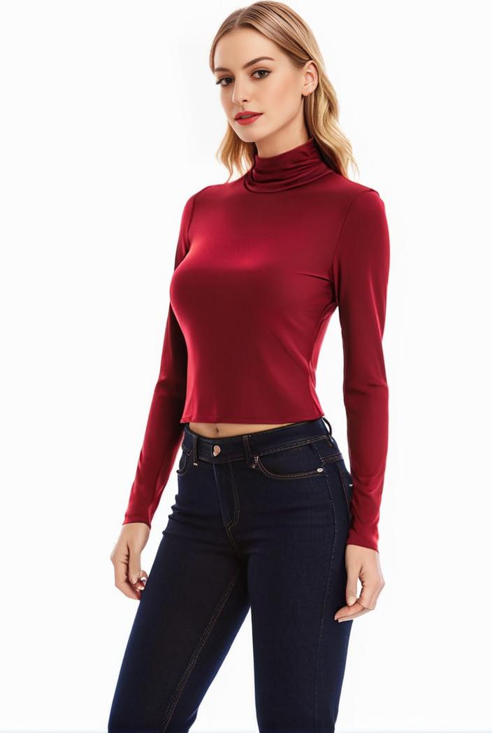 3 sets of turtleneck tees comfy long sleeve shirt perfect for spring autumn women s apparel 128416