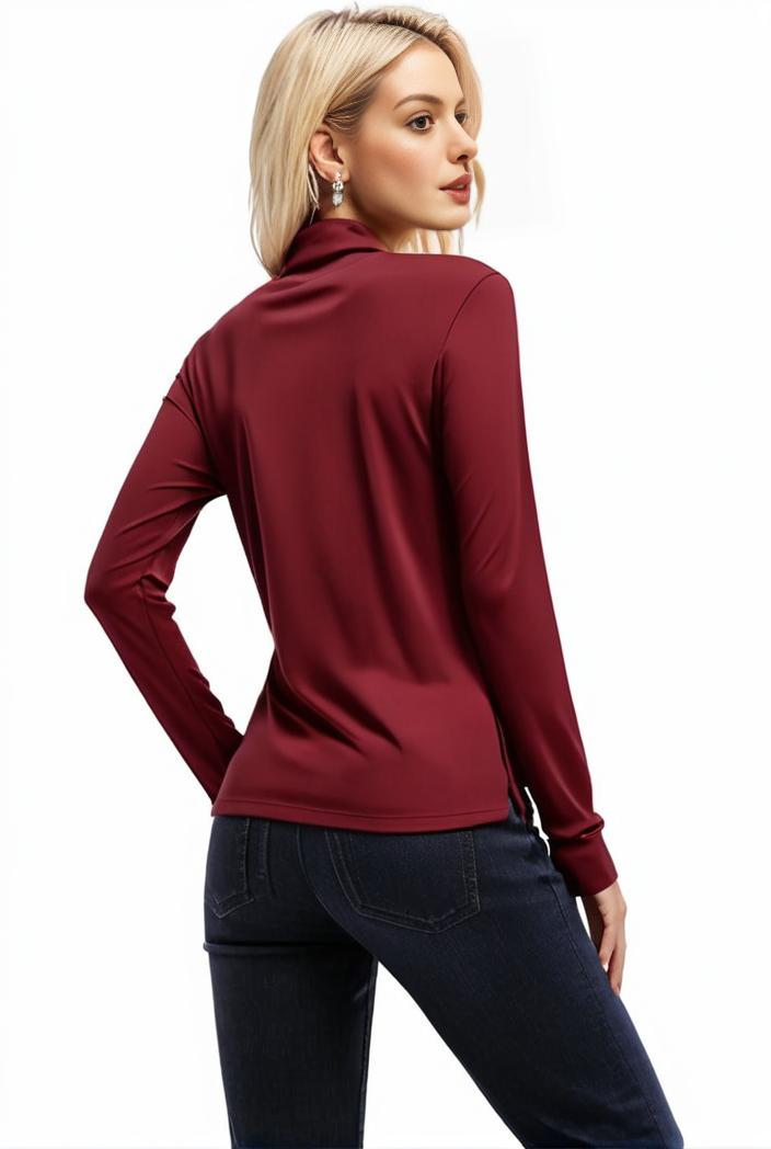 3 sets of turtleneck tees comfy long sleeve shirt perfect for spring autumn women s apparel 128438