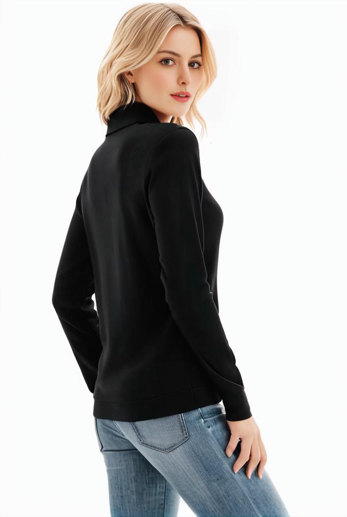 3 sets of turtleneck tees comfy long sleeve shirt perfect for spring autumn women s apparel 128444