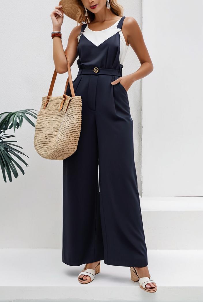boho sleeveless long jumpsuit with pockets women s casual baggy overall 130356