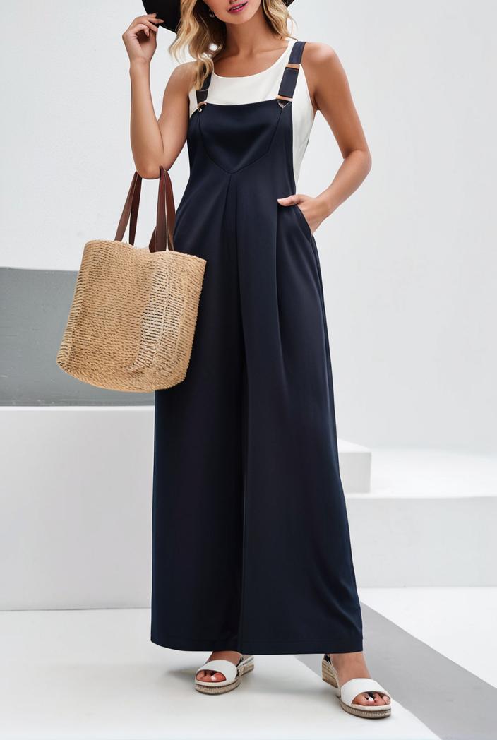 boho sleeveless long jumpsuit with pockets women s casual baggy overall 130359