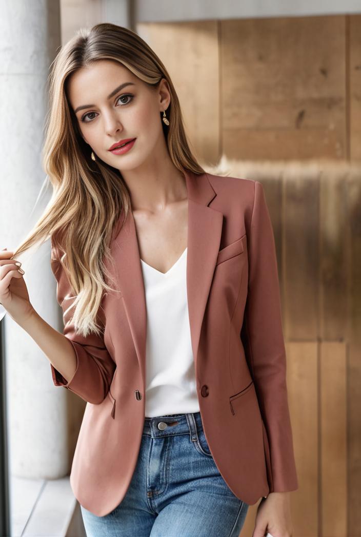 ladies solid button up blazer with long sleeves casual lapel design 146325