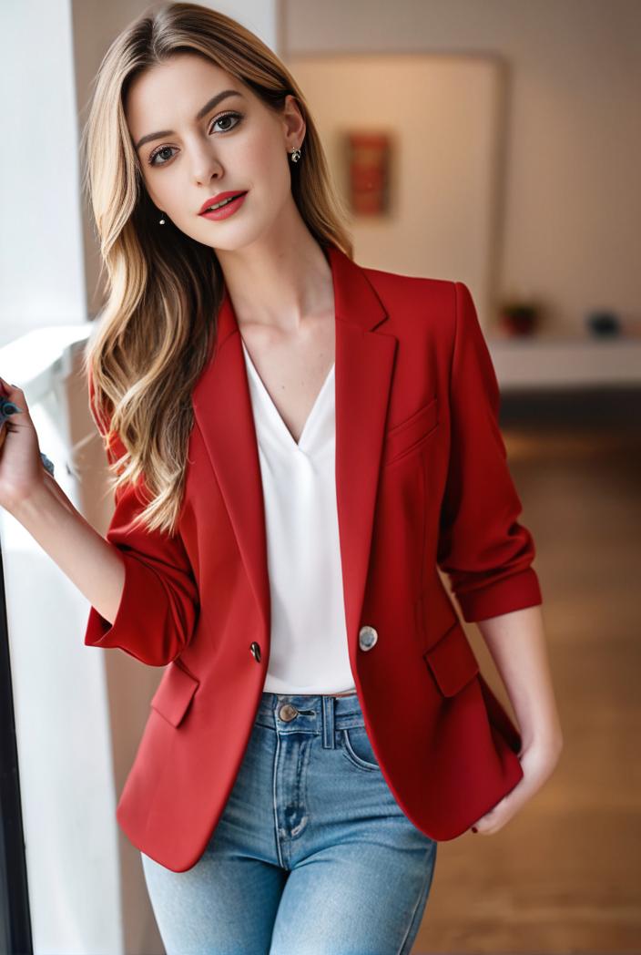 ladies solid button up blazer with long sleeves casual lapel design 146353