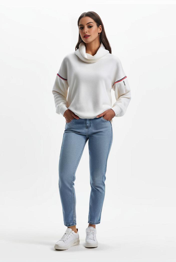 lapel denim coat with long sleeves and buttoned flap pockets stylish women s jacket 146378