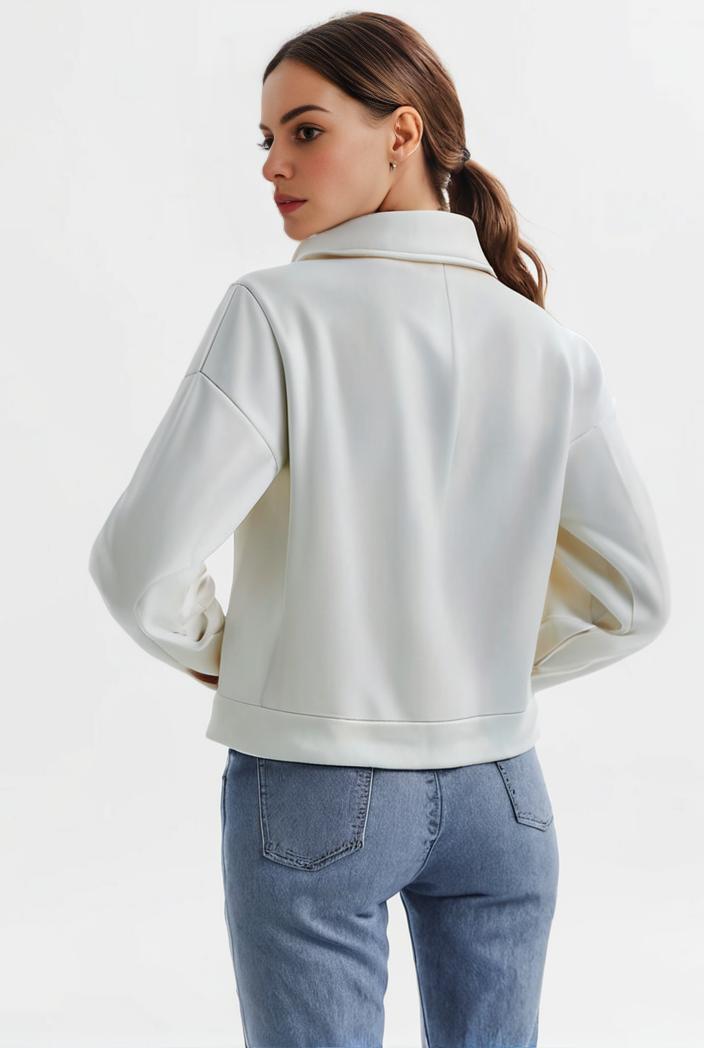 lapel denim coat with long sleeves and buttoned flap pockets stylish women s jacket 146381