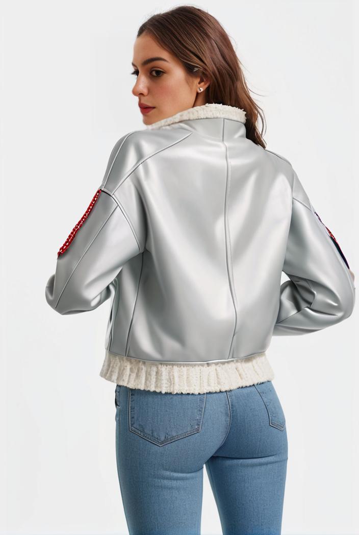 lapel denim coat with long sleeves and buttoned flap pockets stylish women s jacket 146385