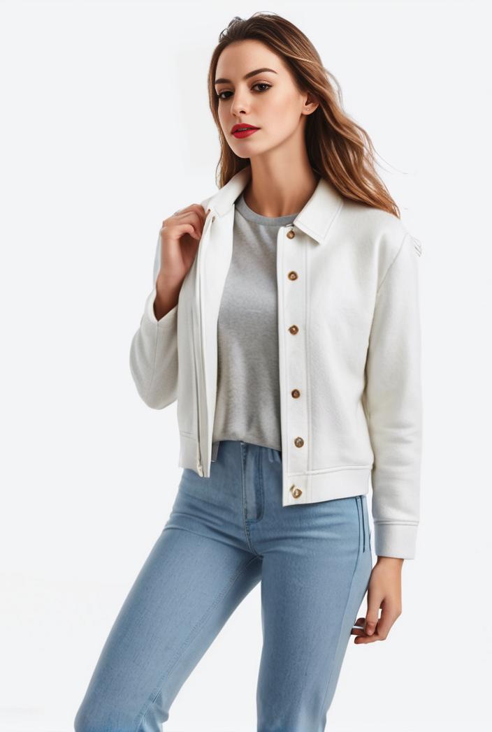 lapel denim coat with long sleeves and buttoned flap pockets stylish women s jacket 146389