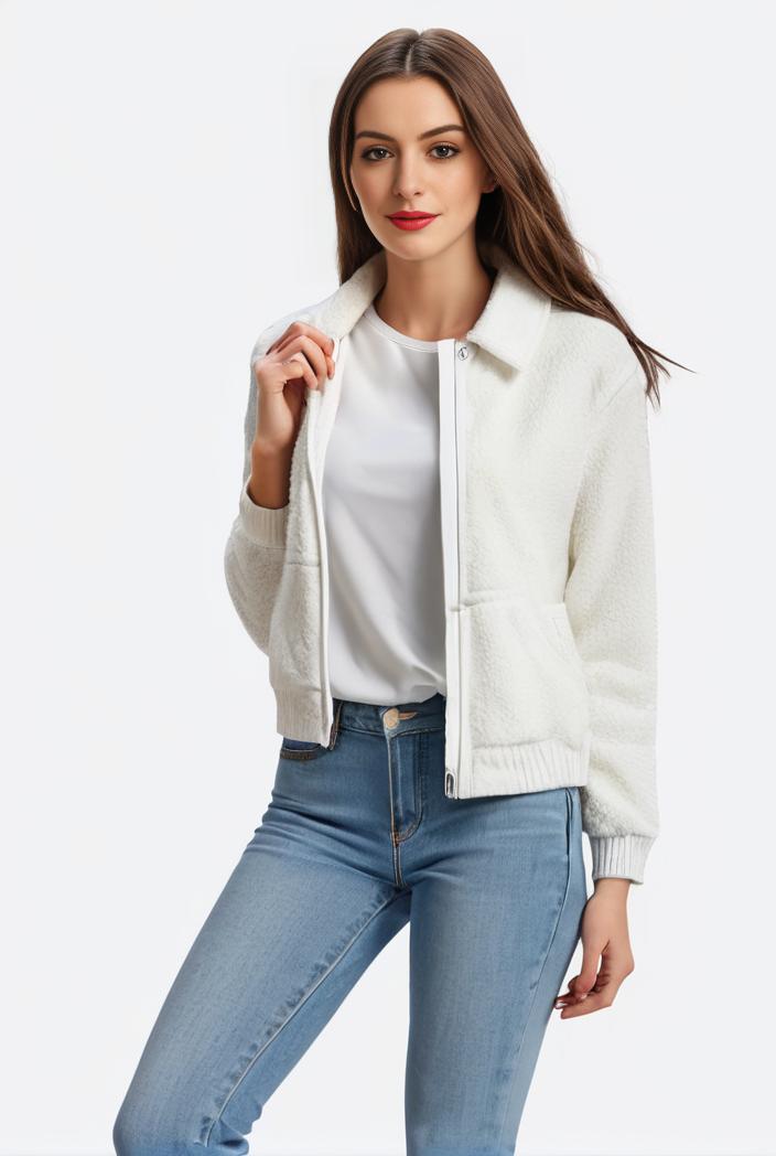 lapel denim coat with long sleeves and buttoned flap pockets stylish women s jacket 146392