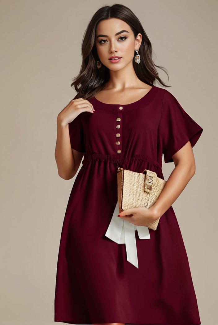 plus size simple chiffon pleated a line round neckline bridesmaid dress 112916