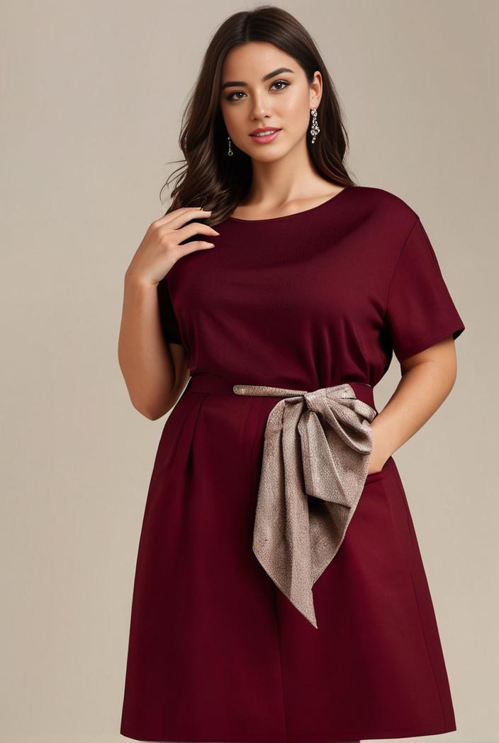 plus size simple chiffon pleated a line round neckline bridesmaid dress 112918