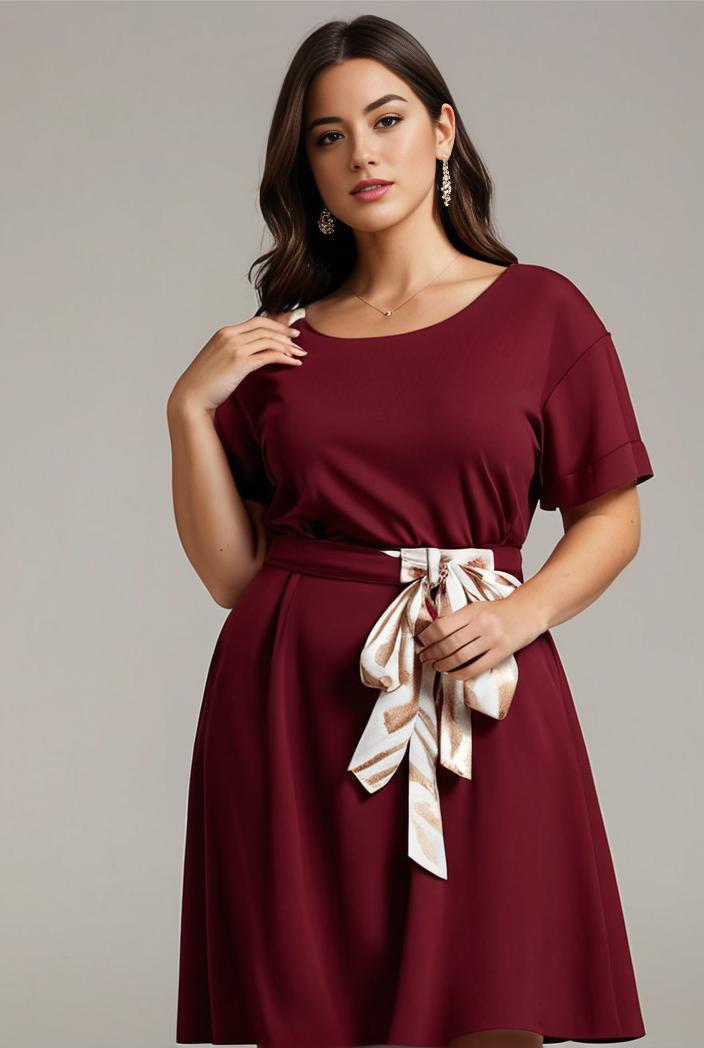 plus size simple chiffon pleated a line round neckline bridesmaid dress 112919