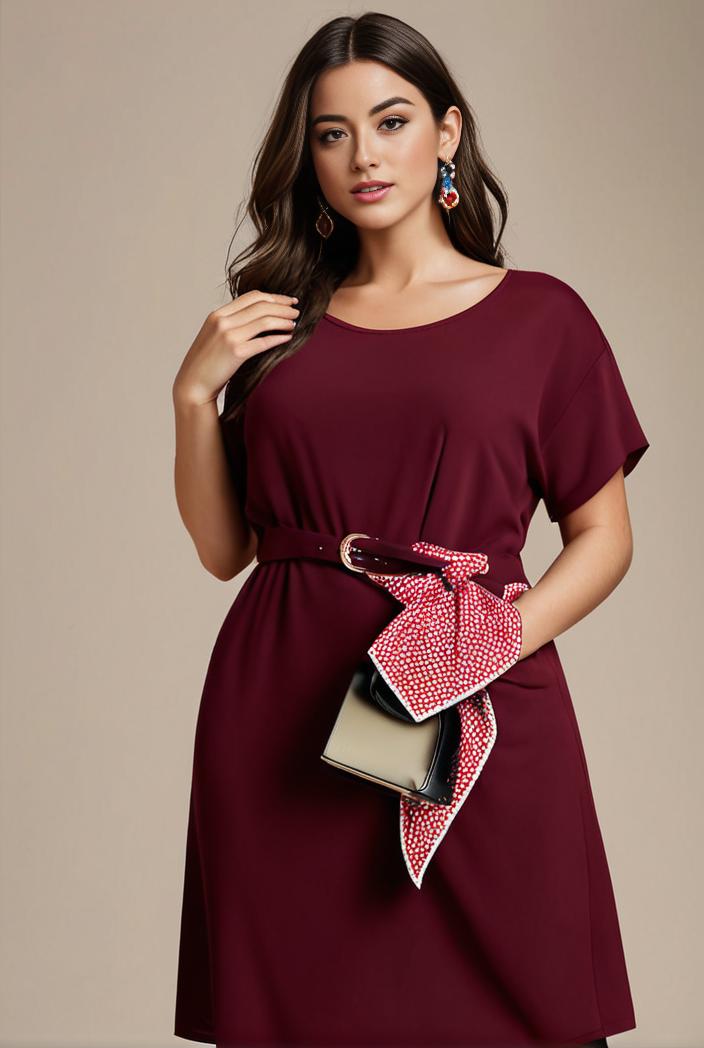 plus size simple chiffon pleated a line round neckline bridesmaid dress 112920