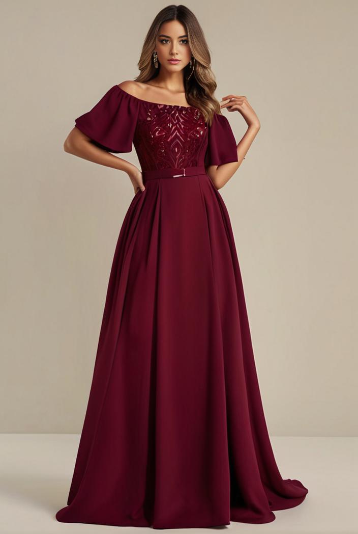plus size simple chiffon pleated a line round neckline bridesmaid dress 112925