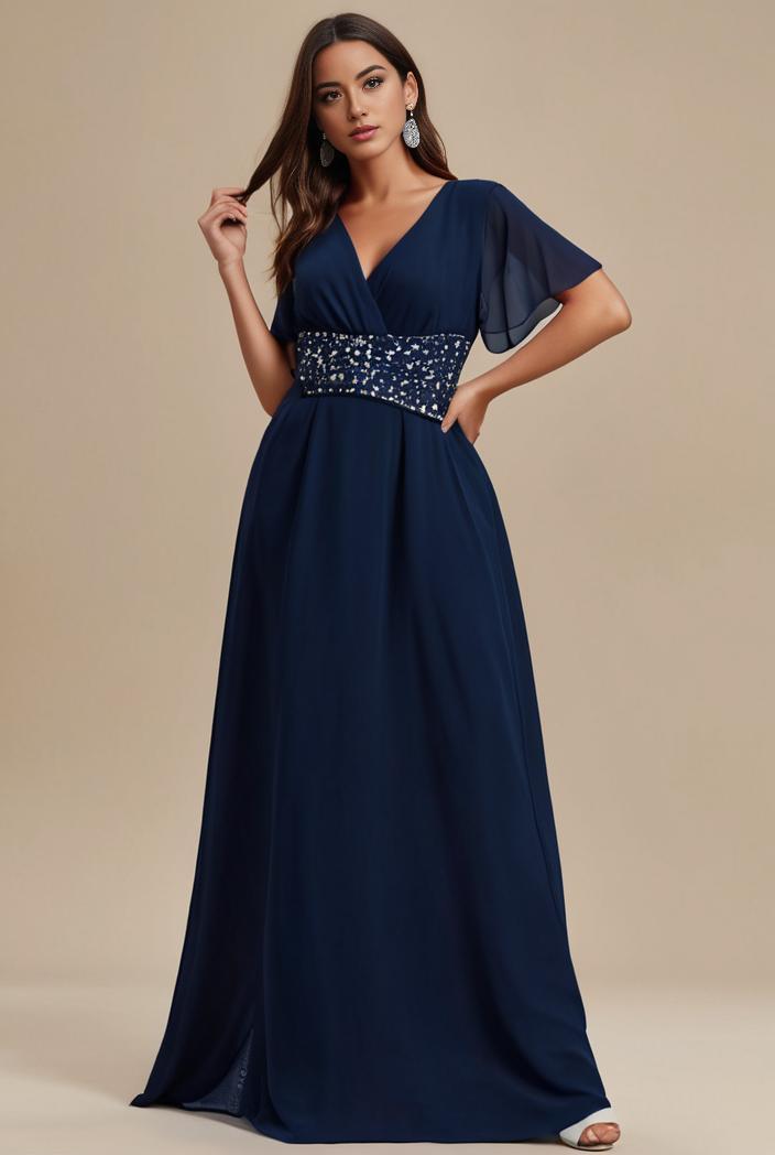 plus size simple chiffon pleated a line round neckline bridesmaid dress 112946