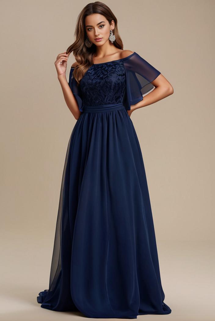 plus size simple chiffon pleated a line round neckline bridesmaid dress 112949