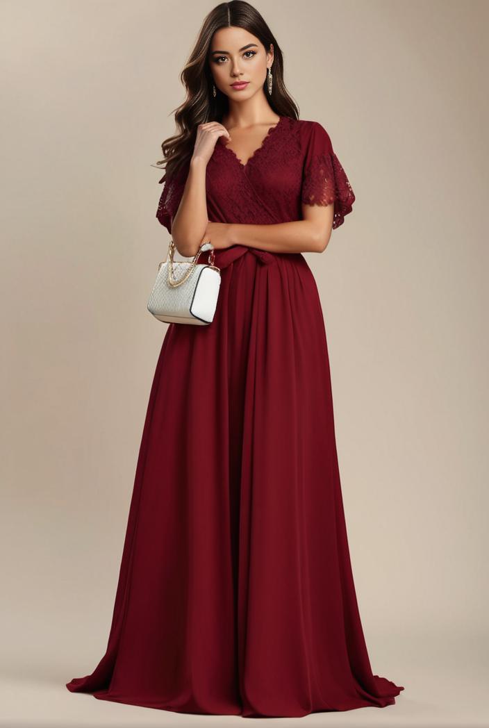 plus size simple chiffon pleated a line round neckline bridesmaid dress 112960