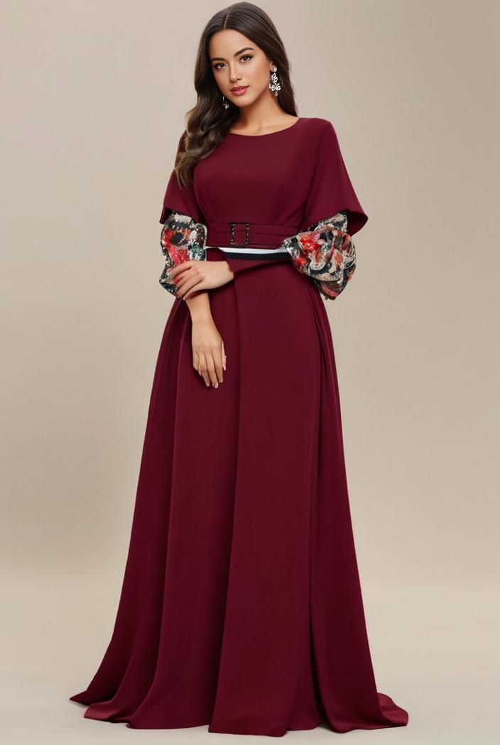 plus size simple chiffon pleated a line round neckline bridesmaid dress 112958