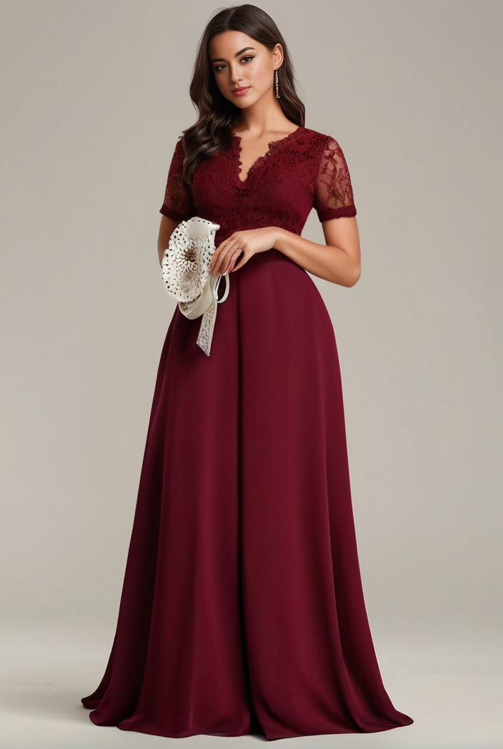 plus size simple chiffon pleated a line round neckline bridesmaid dress 112961