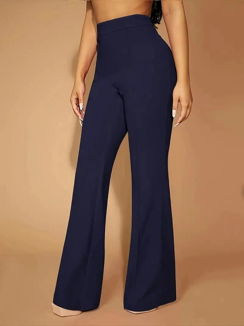 Flared High Waist Trousers, Stylish Bottoms Perfect for Spring & Autumn, Women's Apparel