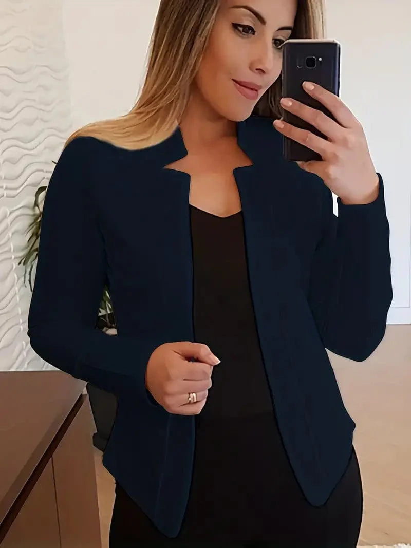 Sophisticated Split Front Blazer with Long Sleeves