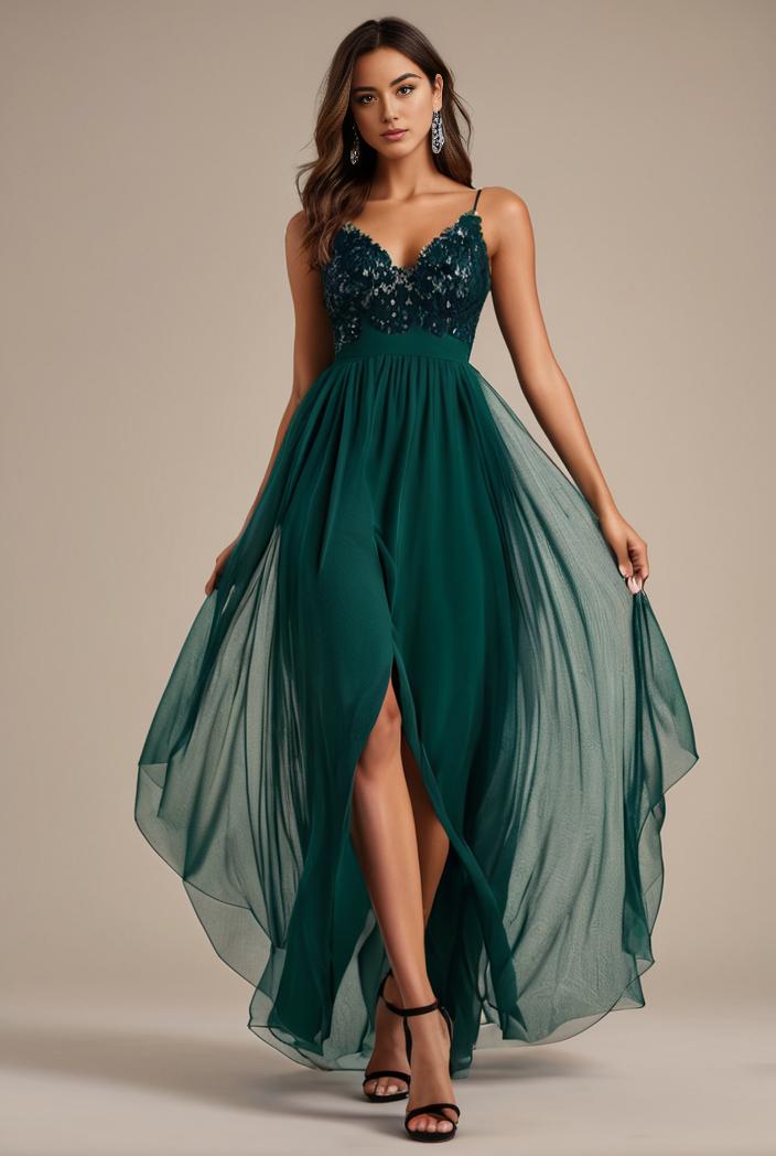 sequin bodice tulle high low evening dress with ribbon waist 115335