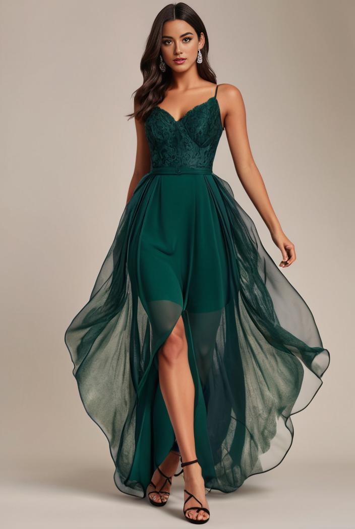 sequin bodice tulle high low evening dress with ribbon waist 115337