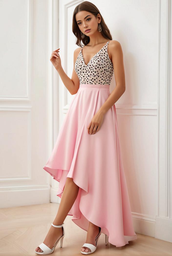 sequin bodice tulle high low evening dress with ribbon waist 115360