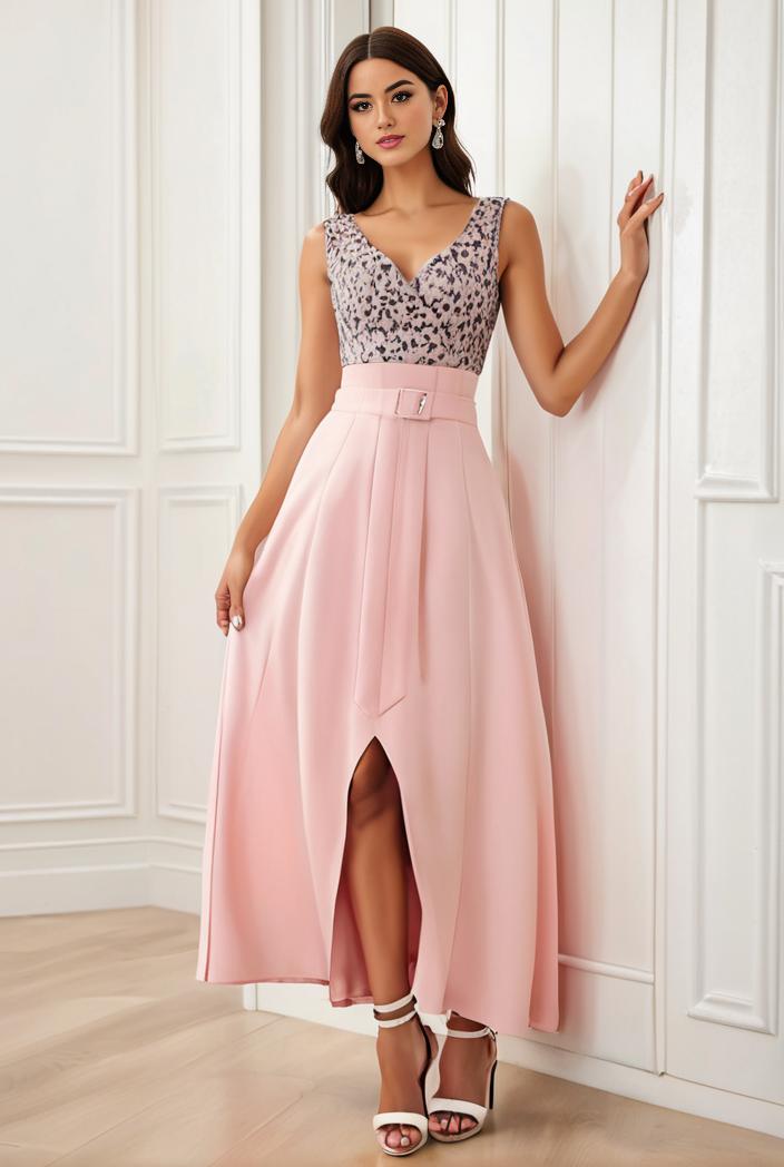 sequin bodice tulle high low evening dress with ribbon waist 115392