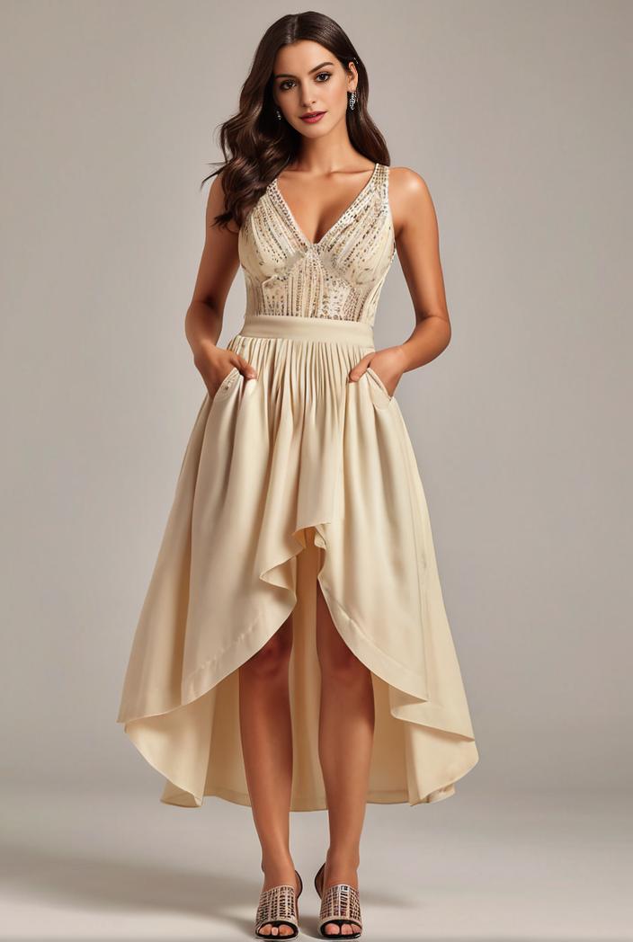 plus size sequin high low deep v neck tulle evening dresses 101159