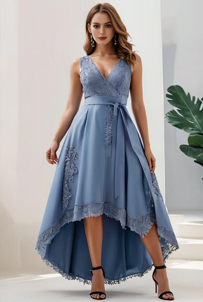 plus size sequin high low deep v neck tulle evening dresses 101173