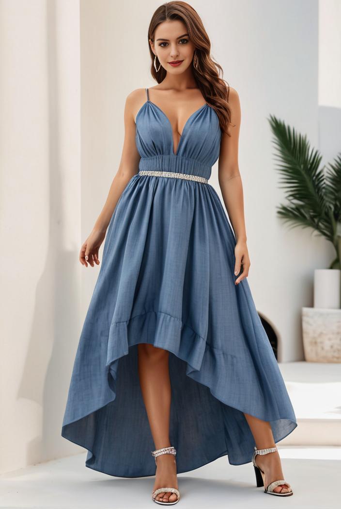 plus size sequin high low deep v neck tulle evening dresses 101174