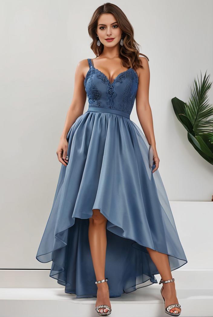 plus size sequin high low deep v neck tulle evening dresses 101175