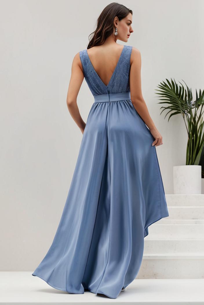 plus size sequin high low deep v neck tulle evening dresses 101186