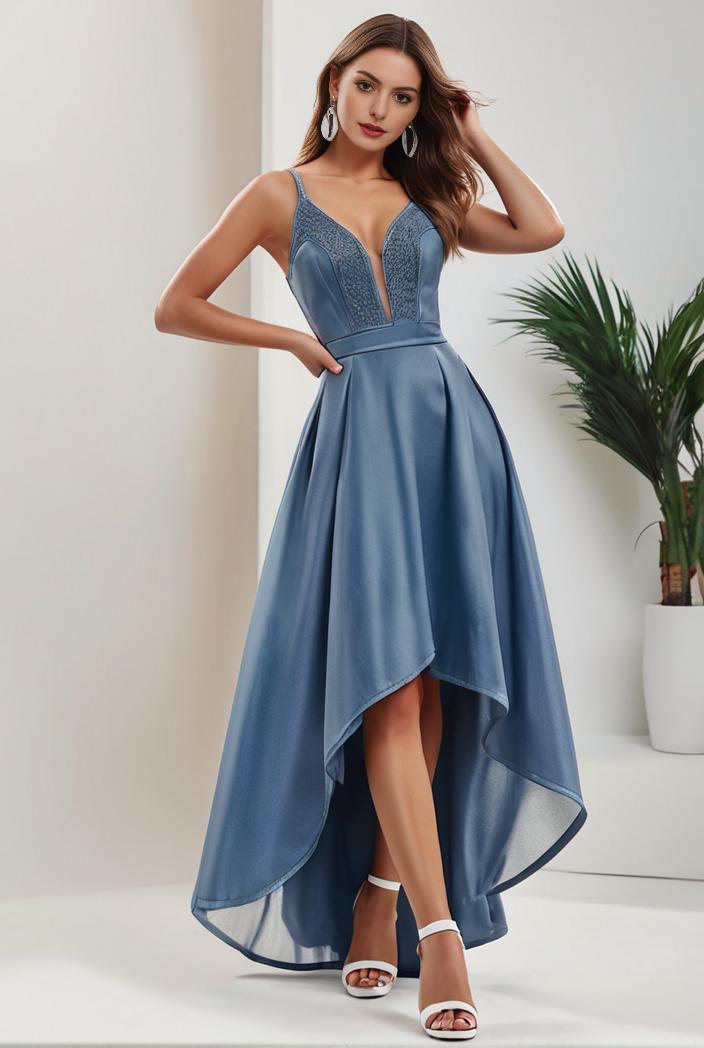 plus size sequin high low deep v neck tulle evening dresses 101190