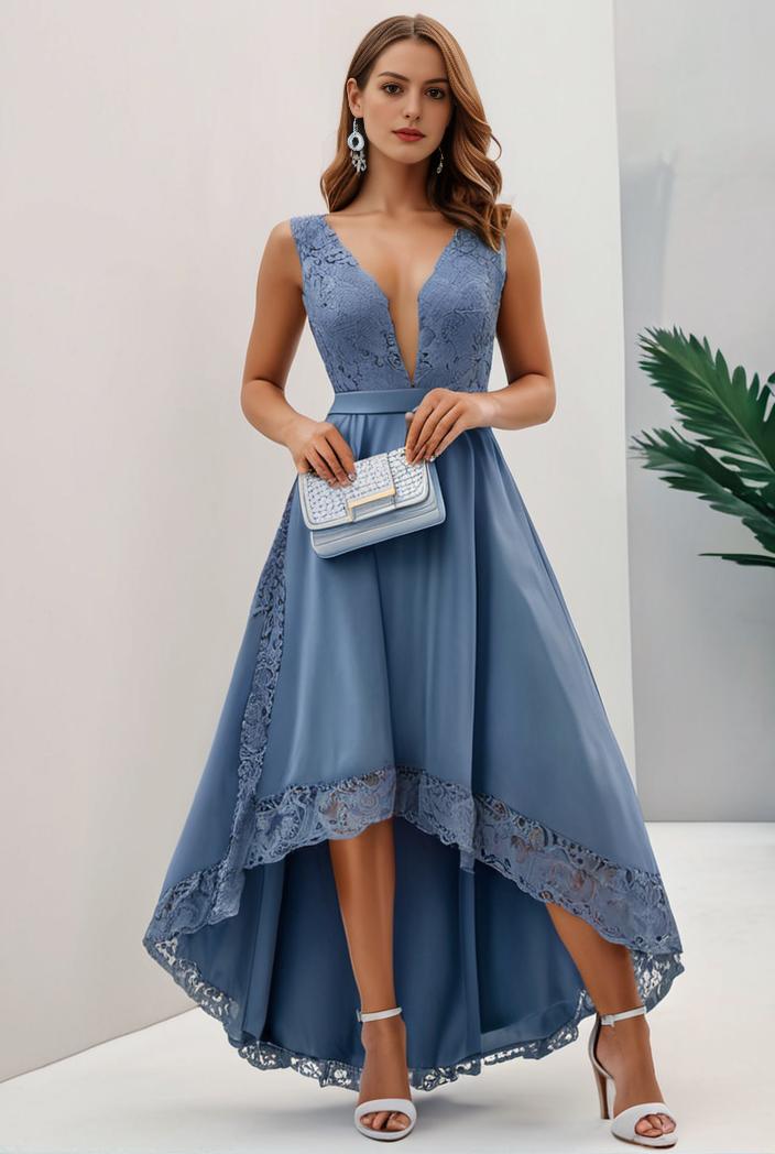 plus size sequin high low deep v neck tulle evening dresses 101197